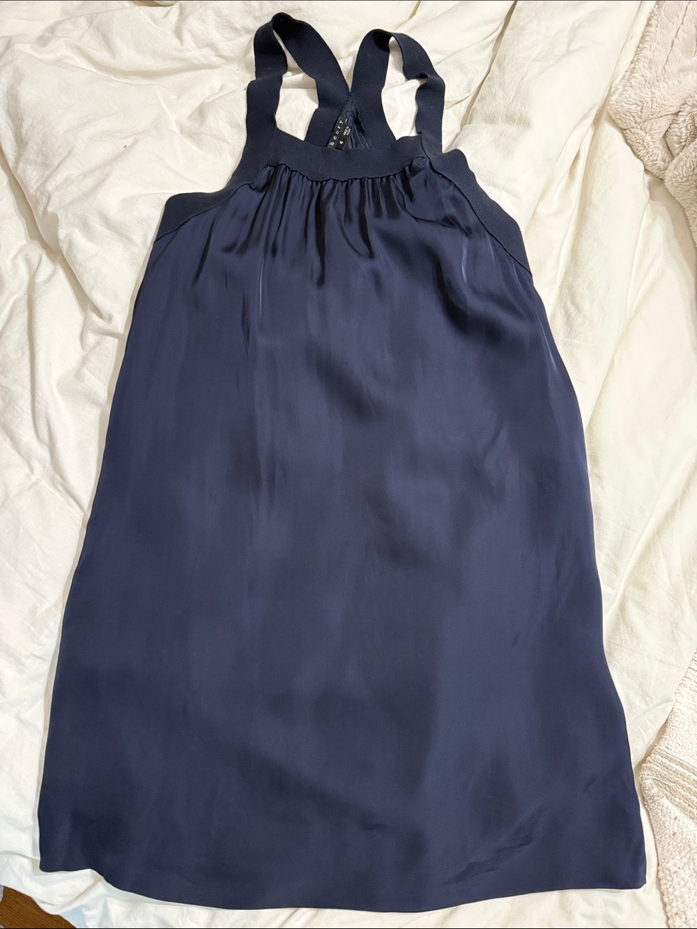 Theory silk racerback dress, navy, size 4